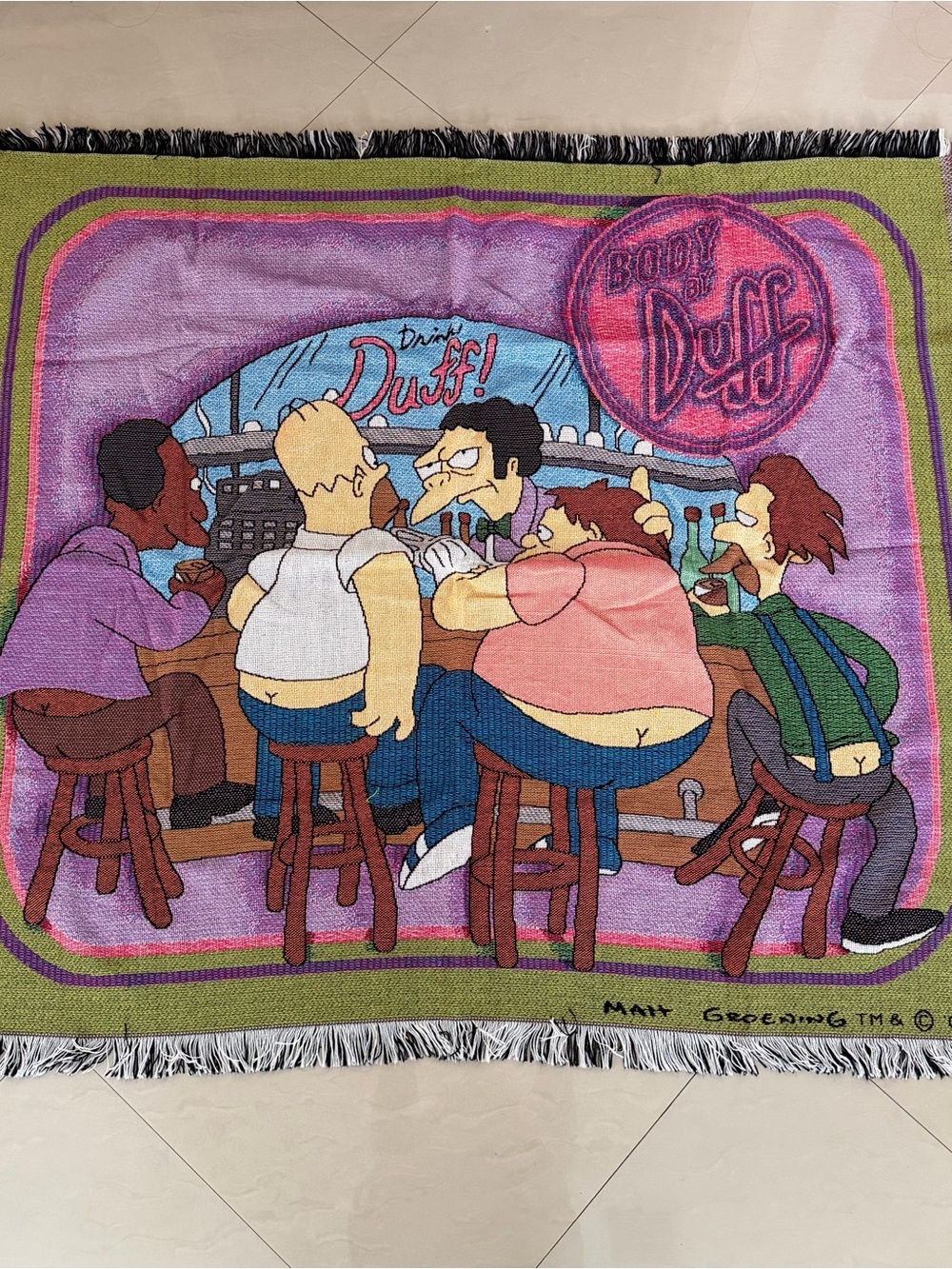 The Simpsons Duff Beer Bar Woven Throw Blanket